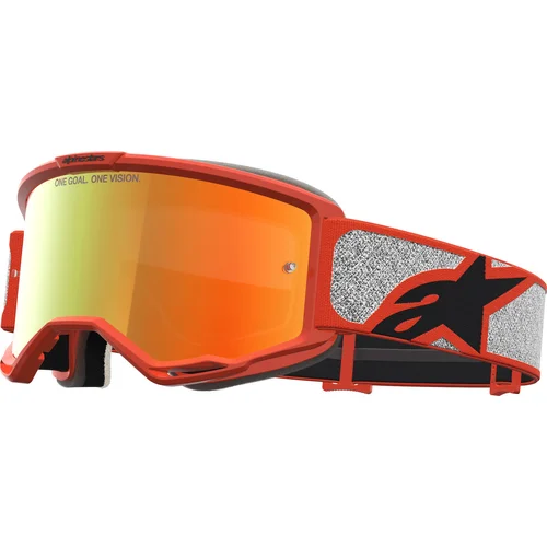 Okuliare VISION 5 RORA ALPINESTARS (strieborná/oranžová, zrkadlové červené plexi) 2027
