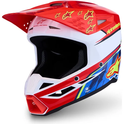 Prilba S-M3 FALCON ALPINESTARS 8300827-3206-L (červená fluo/biela/žltá fluo, veľkosť L)
