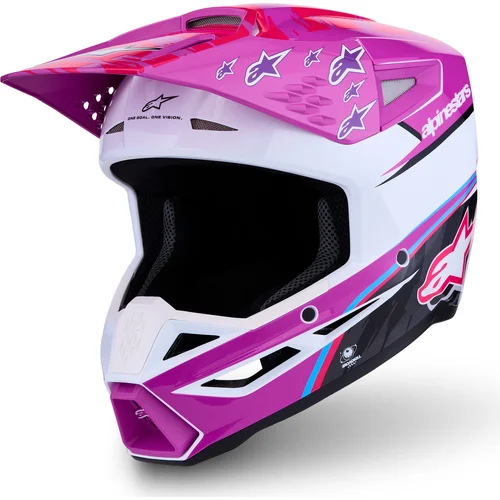 Prilba S-M3 FALCON ALPINESTARS 8300827-3222-S (fialová/biela/čierna/ružová fluo, veľkosť S)