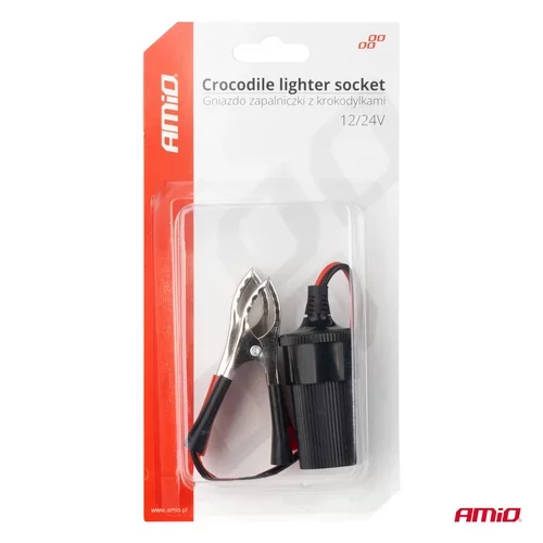Adaptér do zásuvky zapaľovača s krokosvorkami 12V 24V 15cm AMiO-03803 - obr. 2