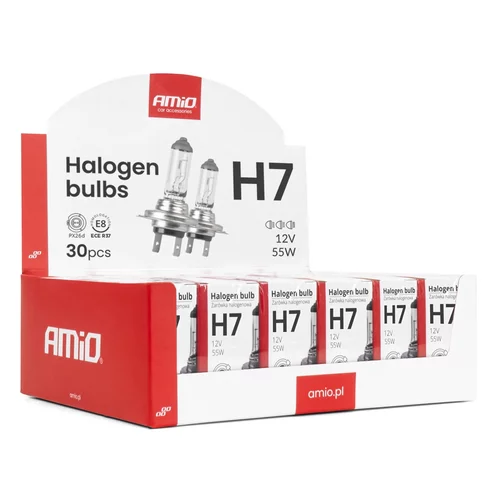 Halogénová žiarovka H7 12V 55W UV filter sada 30ks AMiO-04399