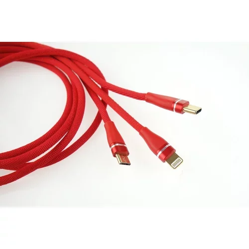 Multi-kábel pre telefón USB C / micro USB 1.2m červený FullLINK 3.1A UC-7 /AMiO/ - obr. 2