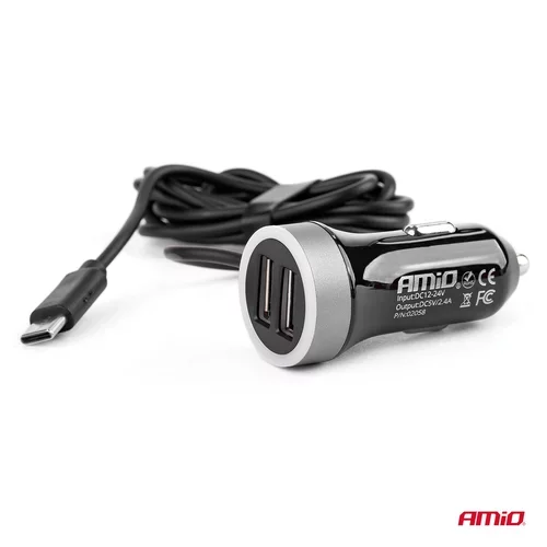 Nabíjačka do auta 12/24V Micro C + 2x USB 2.4A PCH PRO-3 /AMiO/ - obr. 1