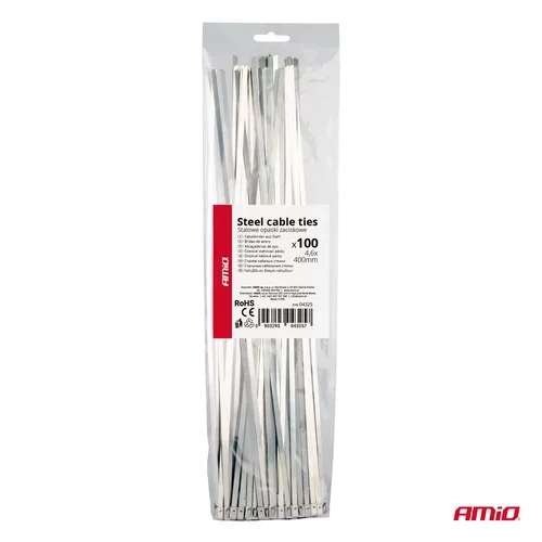 Nerezové sťahovacie pásky 4,6x400mm 100 ks AMiO-04325 - obr. 3