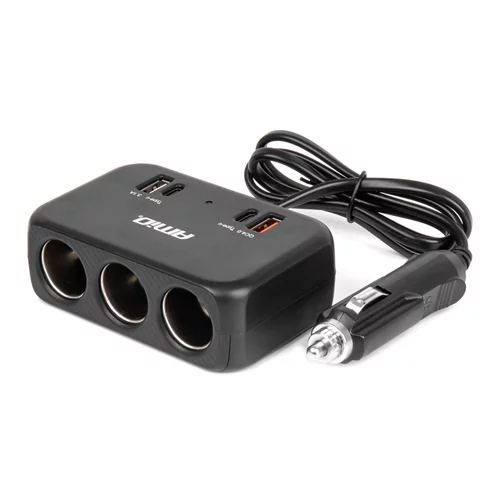 Predlžovacia zásuvka 1x USB-A 1x USB-C QC4.0 12/24V 120W 80cm AMiO-04365