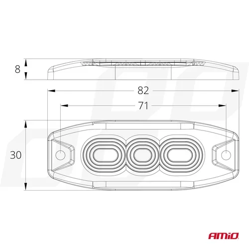 Výstražné osvetlenie oranžové 3x3W LED R65 R10 12/24V IP67 /AMiO/ - obr. 3