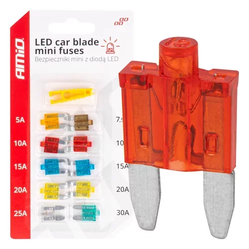 Autopoistky nožové mini s led diódou 10 ks AMiO-04340