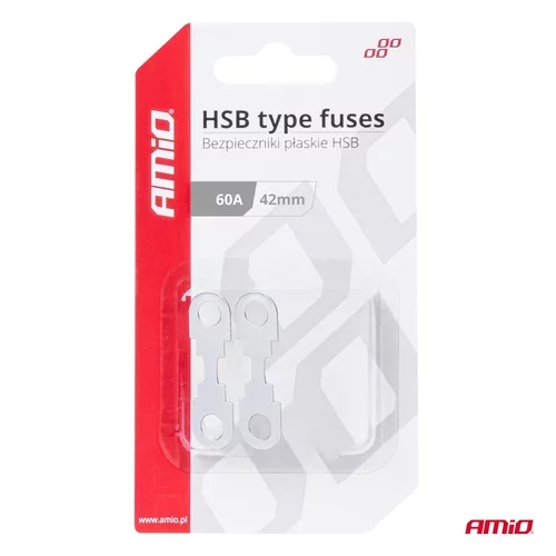 Ploché páskové poistky HSB / HSB Flat type fuse 42x12mm 2 pcs 60A blister /AMiO/ - obr. 2