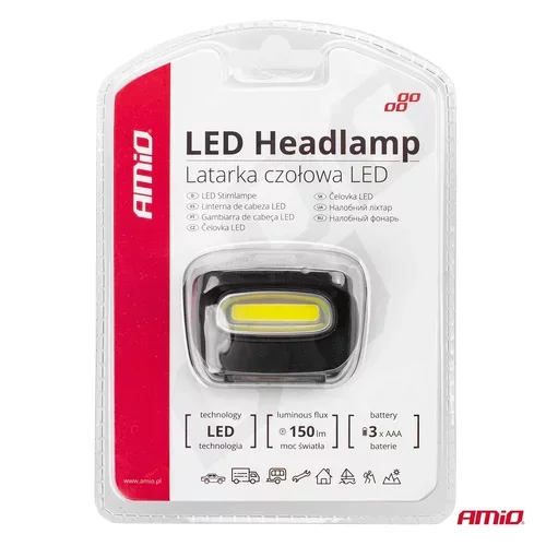 Čelovka LED COB 3xAAA 150Flux IPX3 /AMiO/ - obr. 6