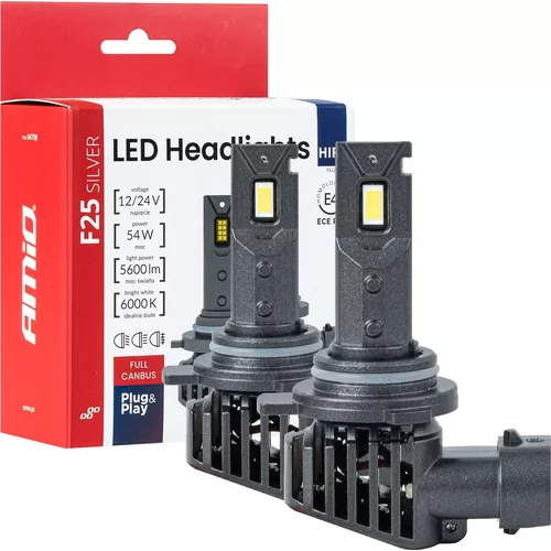 LED žiarovky hlavného svietenia Séria F25 SILVER FULL CANBUS HIR2 9012 54W 12V 24V AMiO-04708