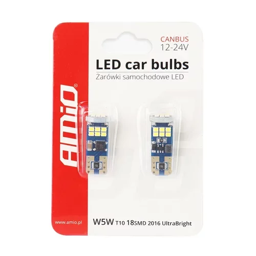 LED žiarovky CANBUS 18SMD UltraBright 2016 T10e (W5W) White 12V/24V /AMiO/ - obr. 4