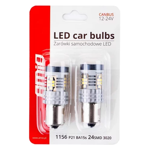 LED žiarovky CANBUS 3020 24SMD 1156 BA15S P21W R10W R5W White 12V/24V /AMiO/ - obr. 3