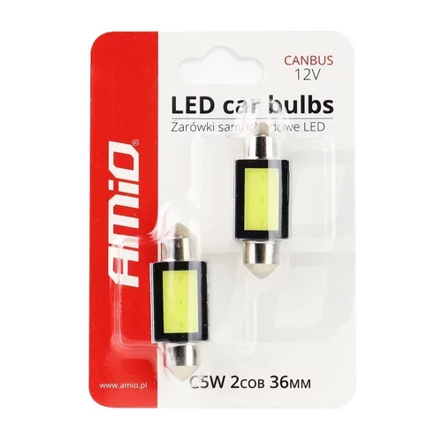 LED žiarovky CANBUS COB3 Festoon C5W C10W C3W 36mm White 12V /AMiO/ - obr. 2