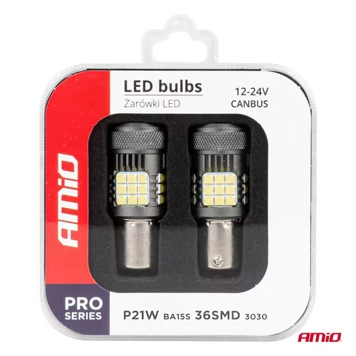 LED žiarovky CANBUS PRO series 1156 BA15S P21W R10W R5W 36x3030 SMD FAN White 12V/24V AMIO-03722 - obr. 5