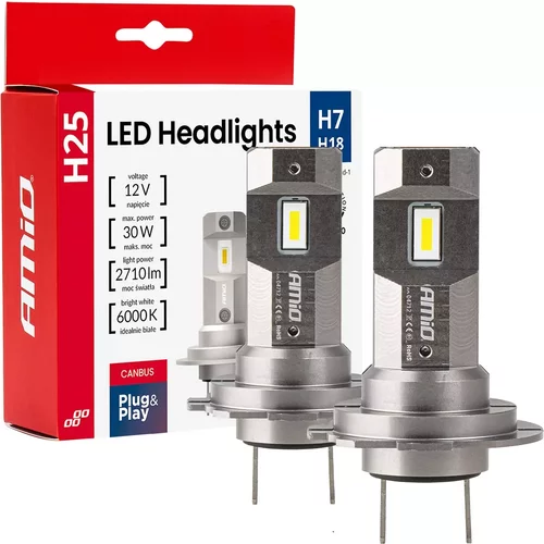 LED žiarovky hlavného svietenia Séria H25 CANBUS H7 H18 12V 30W AMIO-04712