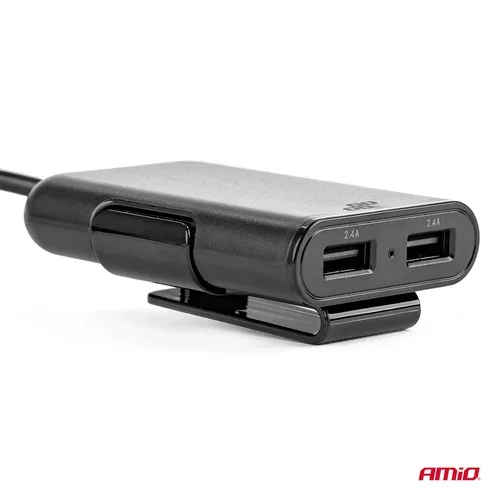 Autonabíjačka predná-zadná s predlžovacím káblom 4 USB /AMiO/ - obr. 2