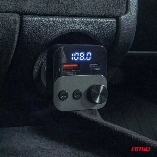 FM transmitter 1×USB-A 1×USB-C 12/24V AMiO-04647 - obr. 1