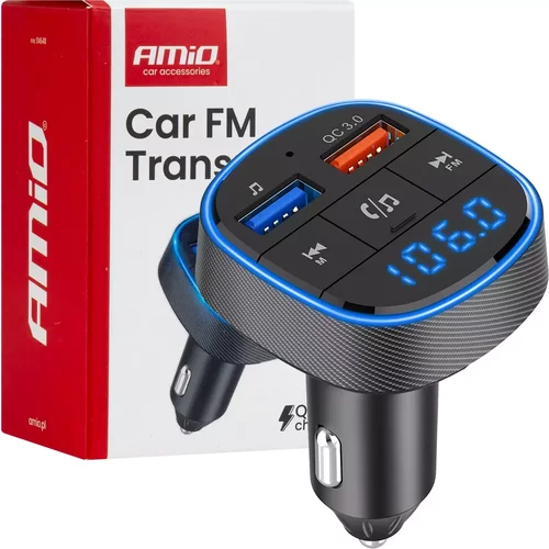 FM transmitter 2×USB-A 12/24V AMiO-04648