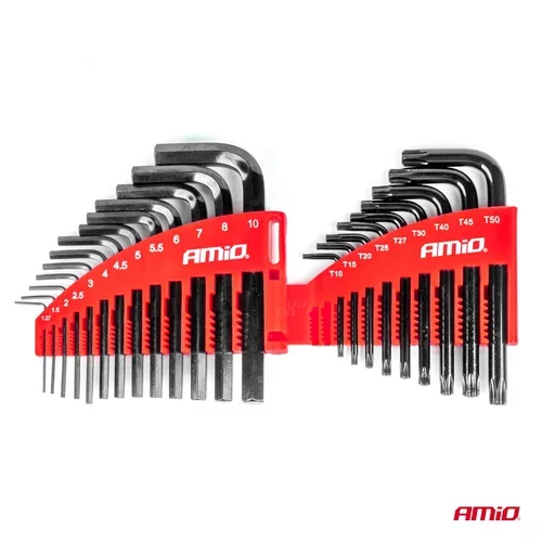 Imbusové kľúče hex a torx z CRV ocele, čierna 22ks AMiO-04297 - obr. 3