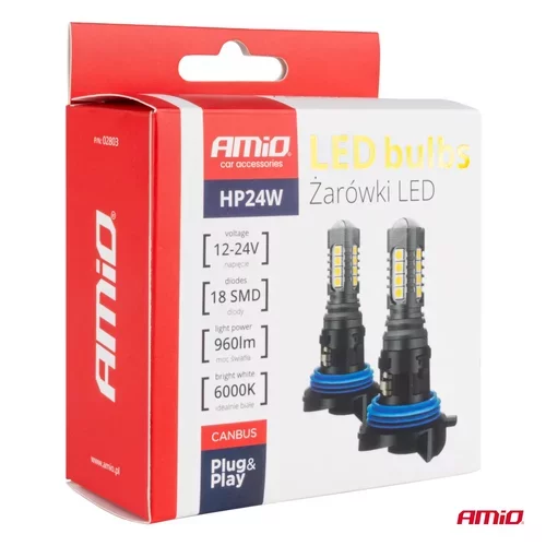 LED žiarovky CANBUS 3030 18SMD HP24W White 12V/24V /AMiO/ - obr. 5