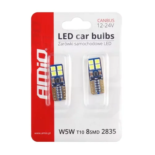 LED žiarovky CANBUS 8SMD 2835 T10e (W5W) White 12V/24V /AMiO/ - obr. 4