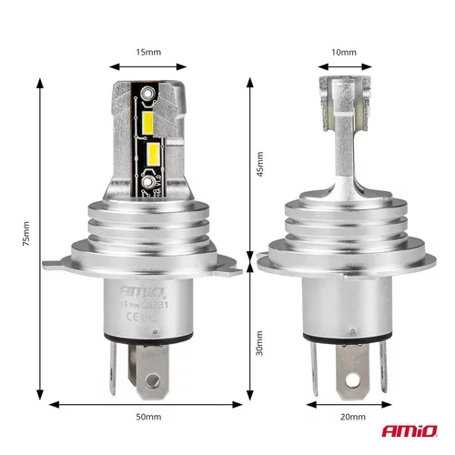 LED žiarovky hlavného svietenia H4/H19 H-mini Series AMiO-03331 - obr. 2