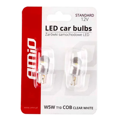 LED žiarovky STANDARD T10 W5W COB HPC 12V Clear white /AMiO/ - obr. 7