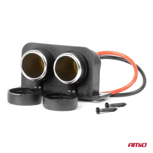 Dvojitá hermetická zásuvka zapaľovača 12/24V AMiO-04130 - obr. 1