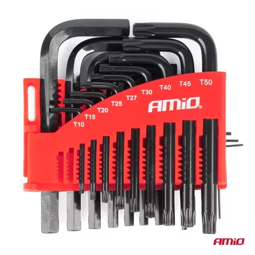 Imbusové kľúče hex a torx z CRV ocele, čierna 22ks AMiO-04297 - obr. 1