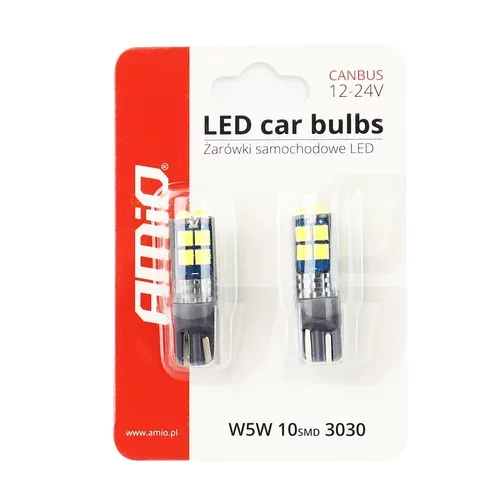 LED žiarovky CANBUS 10SMD 3030 T10 W5W White 12V/24V /AMiO/ - obr. 4