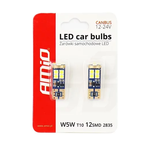LED žiarovky CANBUS 12SMD 2835 T10e (W5W) White 12V/24V /AMiO/ - obr. 4