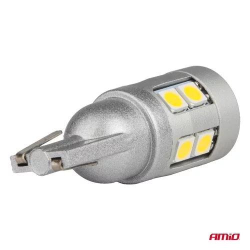 LED žiarovky CANBUS T10 W5W 12 SMD 3030 Biela 12V 24V AMiO-04243 - obr. 3