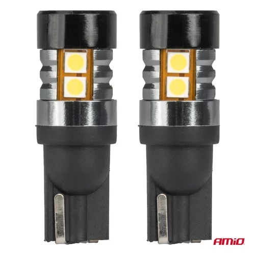 LED žiarovky CANBUS T10 W5W 9 SMD 3030 Biela 12V 24V AMiO-04241 - obr. 1