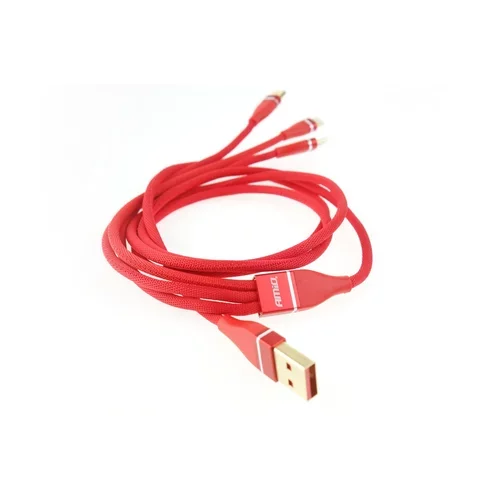 Multi-kábel pre telefón USB C / micro USB 1.2m červený FullLINK 3.1A UC-7 /AMiO/ - obr. 1