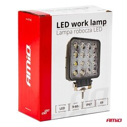 Pracovné LED svetlo 16x LED AWL05 EMC 108x108 48W FLAT 9-60V AMIO - obr. 10