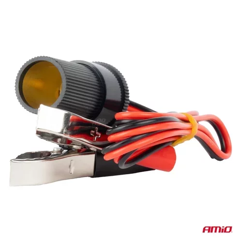 Adaptér do zásuvky zapaľovača cigariet s krokosvorkami 12V 24V 100cm AMiO-03804 - obr. 1