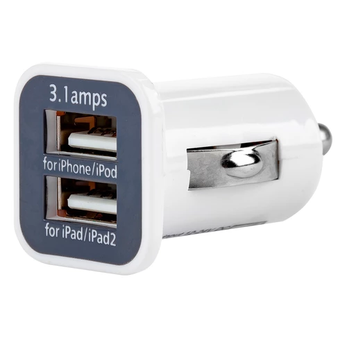 Autonabíjačka mobilného telefónu s 2xUSB biela PCH-01 AMIO