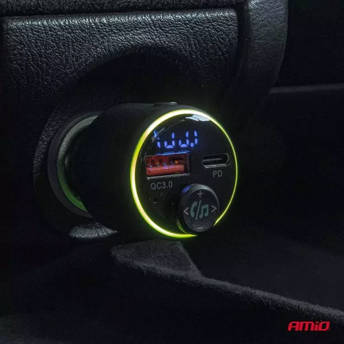 FM transmitter 1×USB-A 1×USB-C 12/24V AMiO-04655 - obr. 1