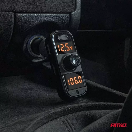 FM transmitter 2×USB-A 1×USB-C mircoSD 12V 24V AMiO-04653 - obr. 1