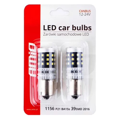 LED žiarovky CANBUS 2016 39SMD 1156 BA15S P21W R10W R5W White 12V/24V /AMiO/ - obr. 3