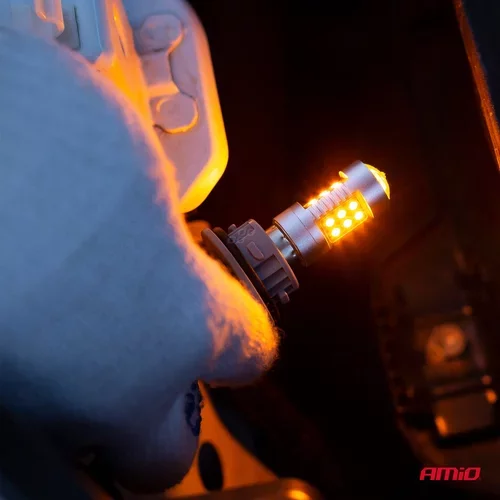 LED žiarovky CANBUS 3030 24SMD 1156 BAU15S PY21W Oranžová 12V/24V /AMiO/ - obr. 2