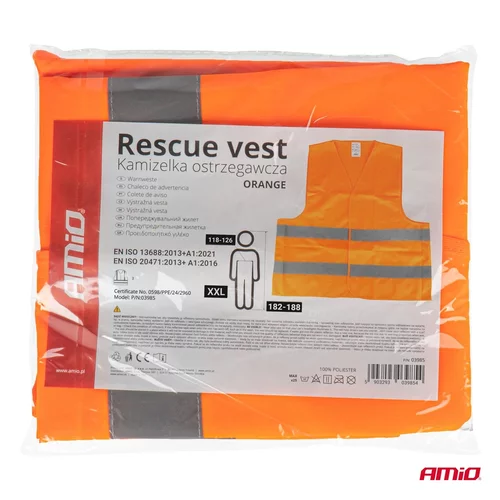 Reflexná vesta XXL oranžová s certifikátom AMiO-03985 - obr. 8