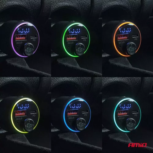 FM transmitter 1×USB-A 1×USB-C 12/24V AMiO-04655 - obr. 4