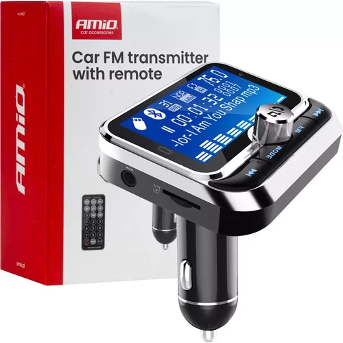 FM transmitter 2×USB-A 12/24V AMiO-04657