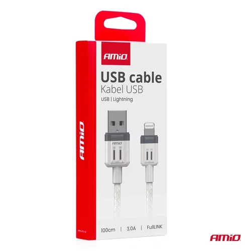 Kábel USB na nabíjanie 3A 100cm FullLINK AMiO-03907 - obr. 2