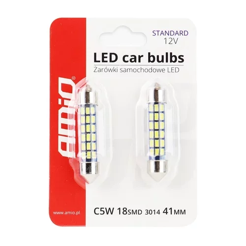 LED žiarovky STANDARD 3014 18SMD Festoon C5W C10W C3W 41mm White 12V /AMiO/ - obr. 2