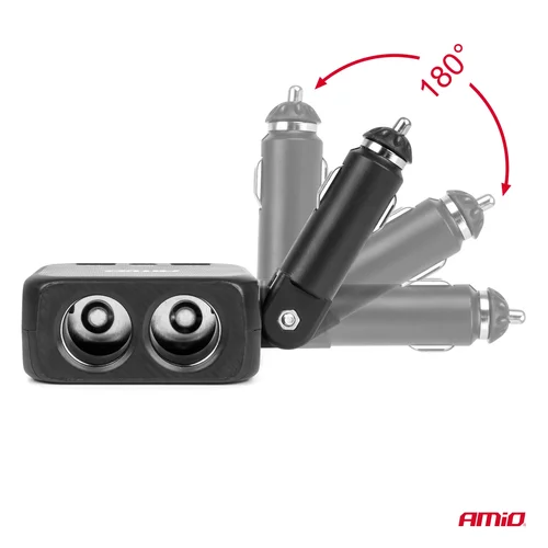 Predlžovacia zásuvka 2x USB-A 1x USB-C 12/24V 100W 180° AMiO-04357 - obr. 3
