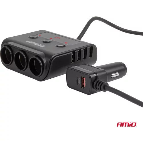 Predlžovacia zásuvka s nabíjačkou 4xUSB-A QC3.0 PD 3.0 180 W AMiO-04835 - obr. 4