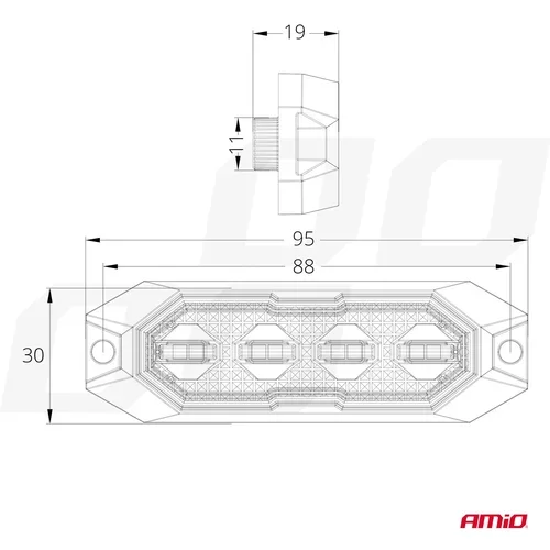 Výstražné osvetlenie oranžové 4x3W LED R65 R10 12/24V IP6K9K AMIO-03929 - obr. 4