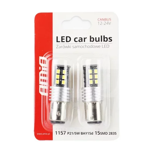LED žiarovky CANBUS 2835 15SMD 1157 BAY15D P21/5W White 12V/24V /AMiO/ - obr. 2